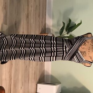 Amanda Lane Black and White Striped Maxi Dress